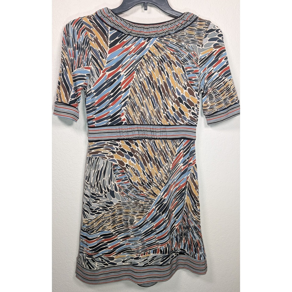 Max and Cleo Dress Multicolor Abstract Print Short Sleeve Tie Waist Women's - Picture 6 of 6